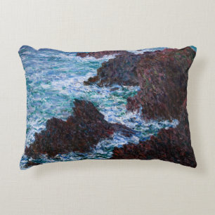 Claude Monet - The Rocks at Belle-Ile, Wild Coast Decorative Cushion