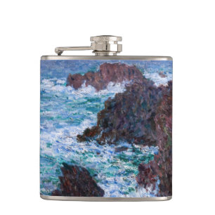 Claude Monet - The Rocks at Belle-Ile, Wild Coast Hip Flask