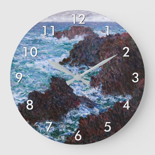 Claude Monet - The Rocks at Belle-Ile, Wild Coast Large Clock (Front)