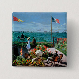 Claude Monet   The Terrace at Sainte-Adresse, 1867 15 Cm Square Badge