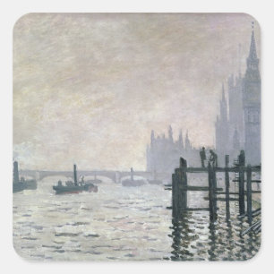 Claude Monet   The Thames below Westminster Square Sticker