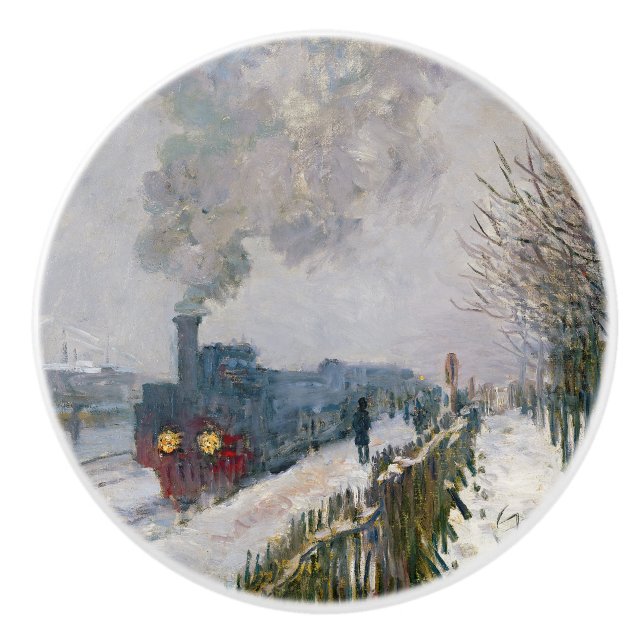 Claude Monet - Train in the Snow / The Locomotive Ceramic Knob (Front)