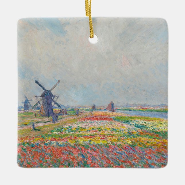 Claude Monet - Tulip Fields near The Hague Ceramic Ornament (Front)