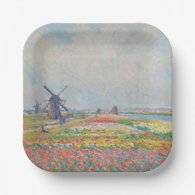 Claude Monet - Tulip Fields near The Hague Paper Plate (Front)
