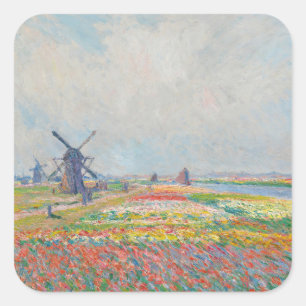 Claude Monet - Tulip Fields near The Hague Square Sticker