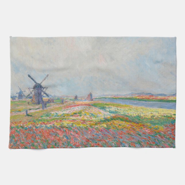 Claude Monet - Tulip Fields near The Hague Tea Towel (Horizontal)
