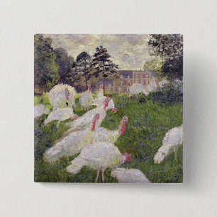Claude Monet   Turkeys at Chateau de Rottembourg 15 Cm Square Badge