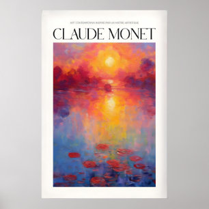 Claude Monet Vibrant Sunset Water Lilies Wall Art