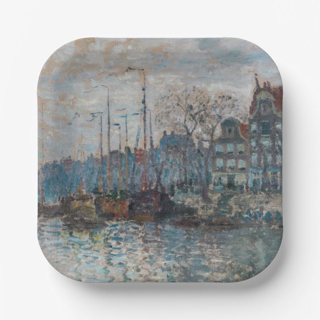 Claude Monet - View of Amsterdam Paper Plate (Front)