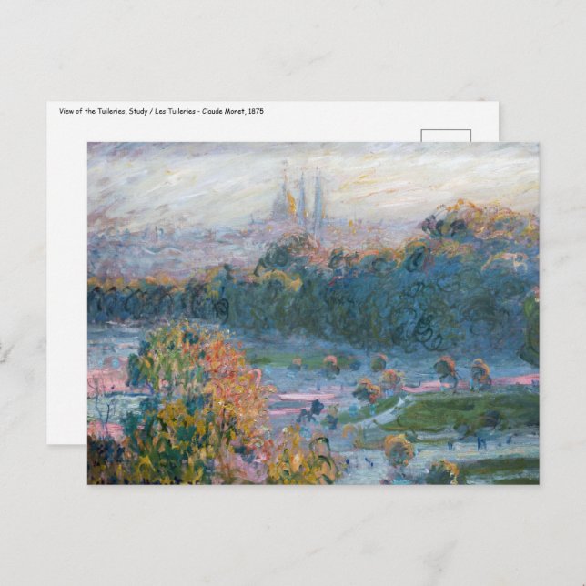 Claude Monet - View of the Tuileries, Study Postcard (Front/Back)