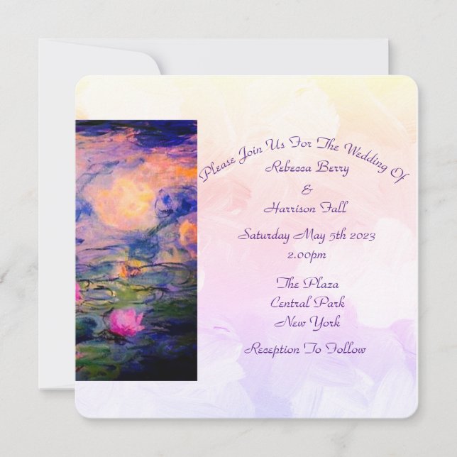 Claude Monet Vintage Water lilies Wedding Invite (Front)
