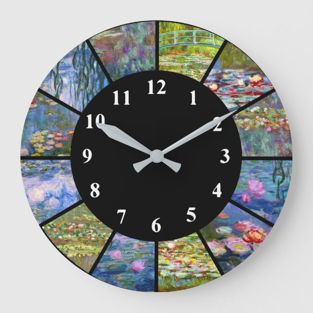 Claude Monet Wall Clock Water Lilies Paintings Art (Front)