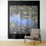 Claude Monet, Water Lilies, 1906, Blue Tapestry<br><div class="desc">Tapestry with the Claude Monet art painting called "Water Lilies" with a black border. "Water Lilies",  1906 painting is a painting with white and pink water lilies on a green and blue background. Customisable.</div>