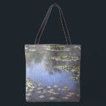 Claude Monet, Water Lilies, 1906, Blue Tote Bag<br><div class="desc">Tote bag with the Claude Monet art painting called "Water Lilies". "Water Lilies",  1906 painting is a painting with white and pink water lilies on a green and blue background. Customisable.</div>