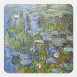 Claude Monet Water Lilies 1915 Impressionist Art Square Sticker