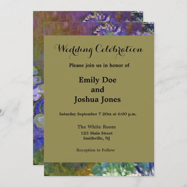 Claude Monet Water Lilies Agapanthus Invitation (Front/Back)