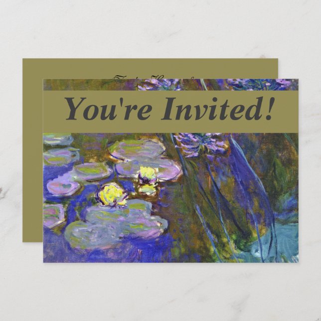 Claude Monet Water Lilies Agapanthus Invitation (Front/Back)