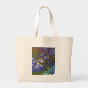 Claude Monet Water Lilies Agapanthus Large Tote Bag