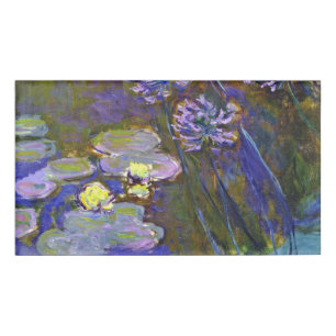 Claude Monet Water Lilies Agapanthus Vintage Art Name Tag