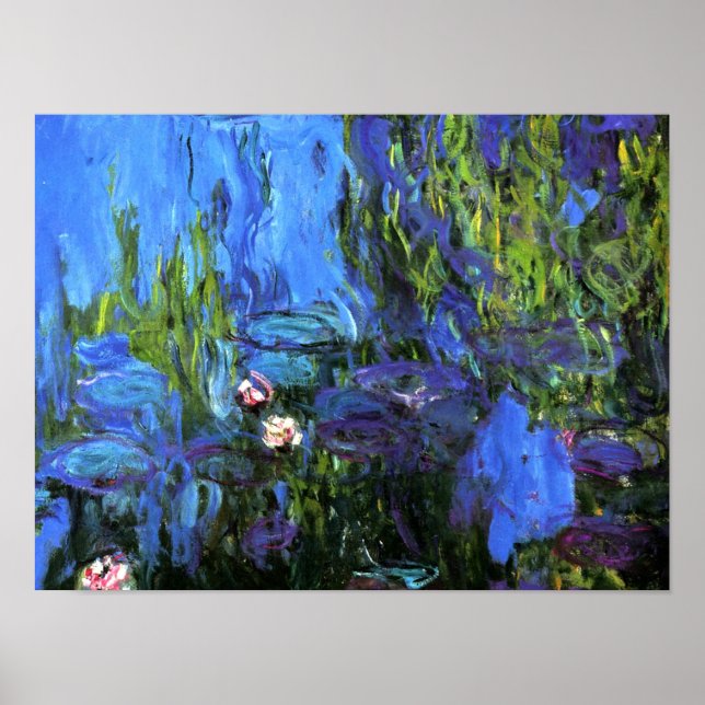 Claude Monet: Water-Lilies, blue indigo Poster (Front)