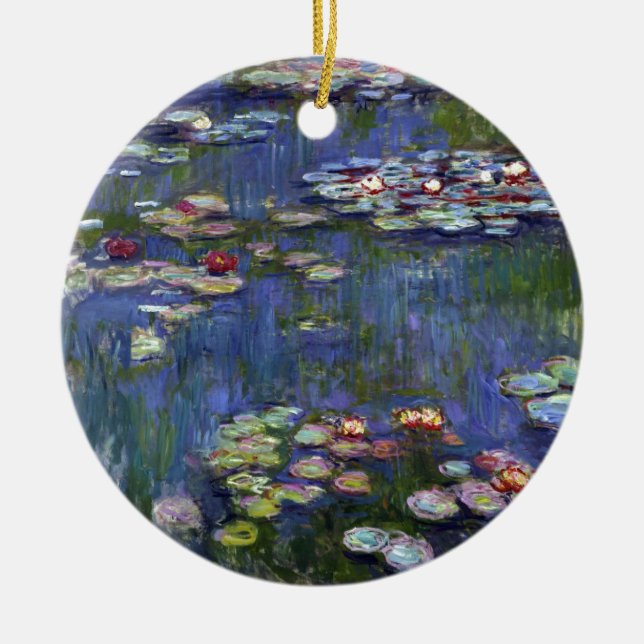Claude Monet Water Lilies Ceramic Tree Decoration (Front)