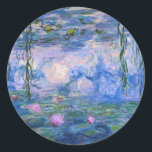 Claude Monet - Water Lilies Classic Round Sticker<br><div class="desc">Claude Monet - Water Lilies</div>