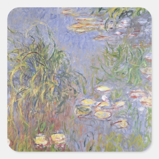Claude Monet | Water-Lilies, Cluster of Grass Square Sticker (Front)