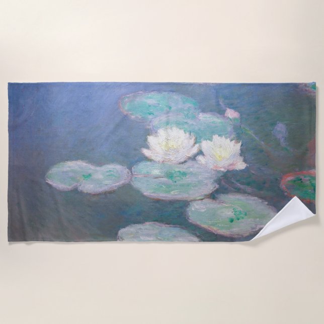 Claude Monet - Water Lilies, Evening Effect Beach Towel (Front)
