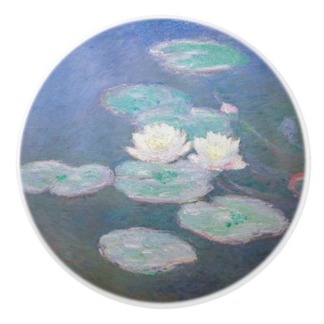 Claude Monet - Water Lilies, Evening Effect Ceramic Knob (Front)