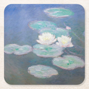Claude Monet - Water Lilies, Evening Effect Square Paper Coaster