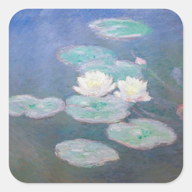 Claude Monet - Water Lilies, Evening Effect Square Sticker (Front)