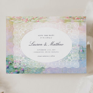 Claude Monet Water Lilies Fine Art Lace Save The Date