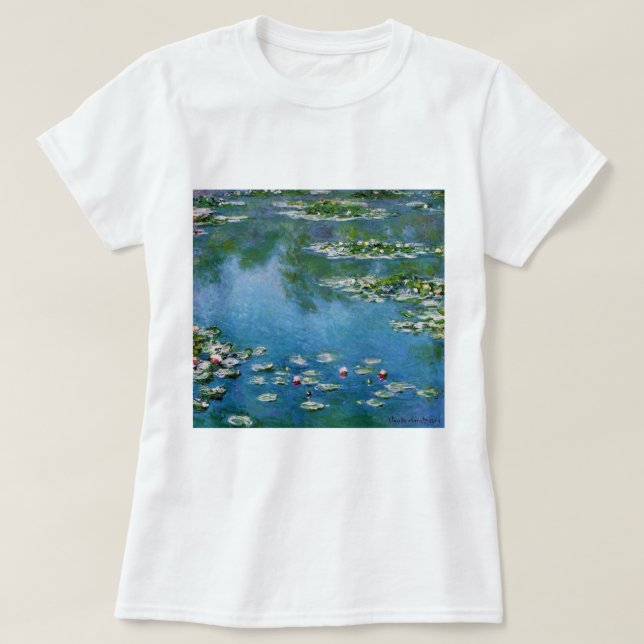 Claude Monet Water Lilies GalleryHD Fine Art T-Shirt (Design Front)
