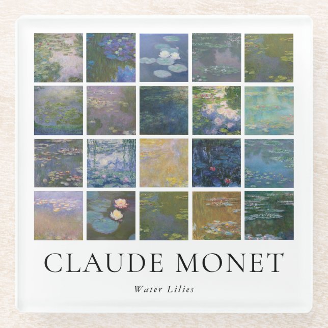 Claude Monet Water Lilies Glass Coaster (Front)