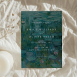 Claude Monet Water Lilies Minimalist Wedding Invitation<br><div class="desc">Elegant modern wedding invitation featuring Claude Monet Water Lilies painting background.</div>