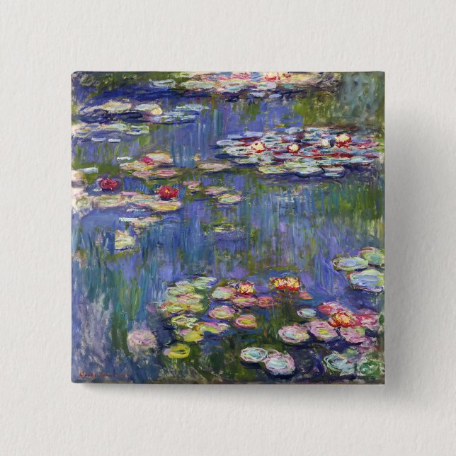 Claude Monet - Water Lilies / Nympheas 15 Cm Square Badge (Front)