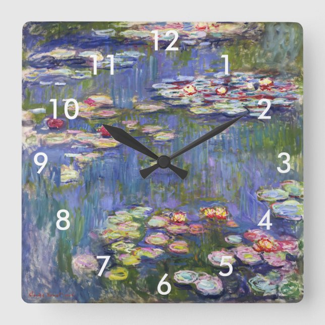 Claude Monet - Water Lilies / Nympheas Square Wall Clock (Front)