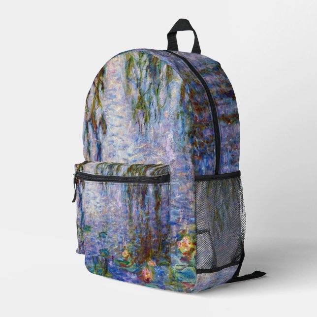 Claude Monet - Water Lilies Printed Backpack (Back Corner Right)