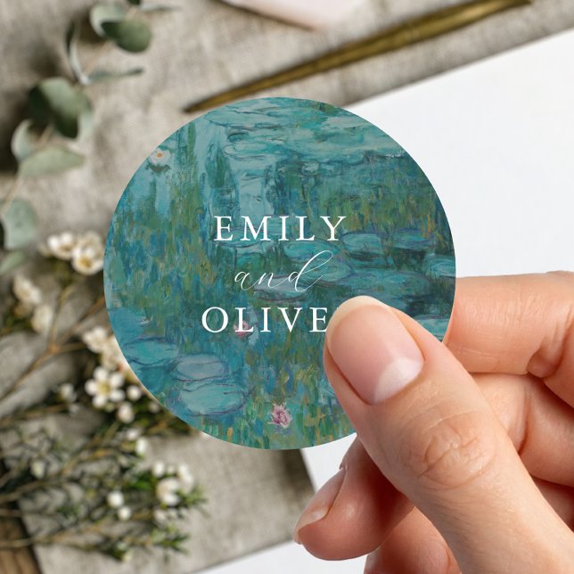 Claude Monet Water Lilies Wedding Classic Round Sticker (Creator Uploaded)