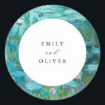 Claude Monet Water Lilies Wedding Classic Round Sticker<br><div class="desc">Claude Monet Water Lilies Wedding Sticker</div>
