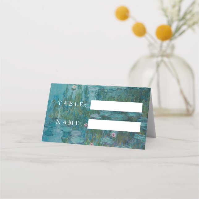 Claude Monet Water Lilies Wedding Place Card (Front)