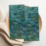 Claude Monet Water Lilies Wedding Program<br><div class="desc">Modern wedding program with minimalist monogram typography and Claude Monet Water Lilies painting background</div>