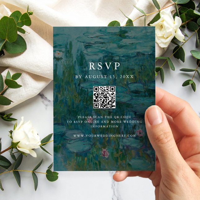 Claude Monet Water Lilies Wedding RSVP Card (Creator Uploaded)