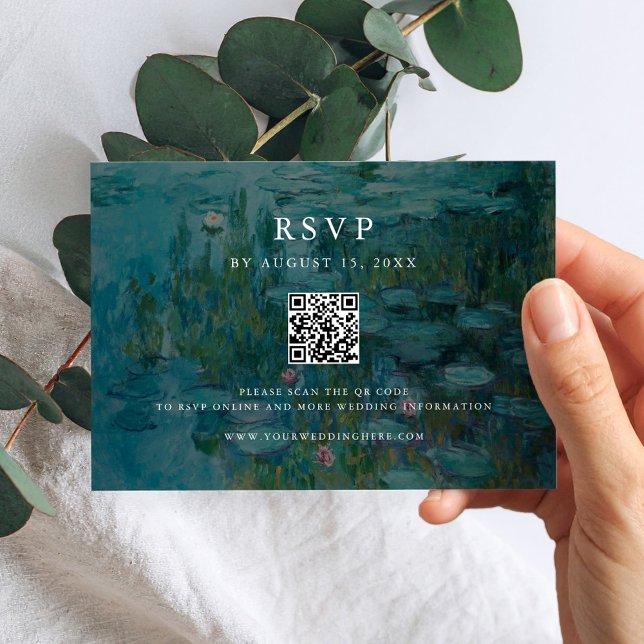 Claude Monet Water Lilies Wedding RSVP Card (Creator Uploaded)