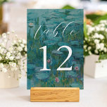Claude Monet Water Lilies Wedding Table Number<br><div class="desc">Wedding table numbers with Claude Monet Water Lilies painting background.</div>