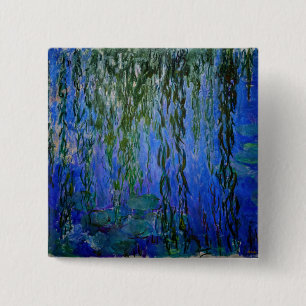 Claude Monet - Water Lilies with weeping willow 15 Cm Square Badge