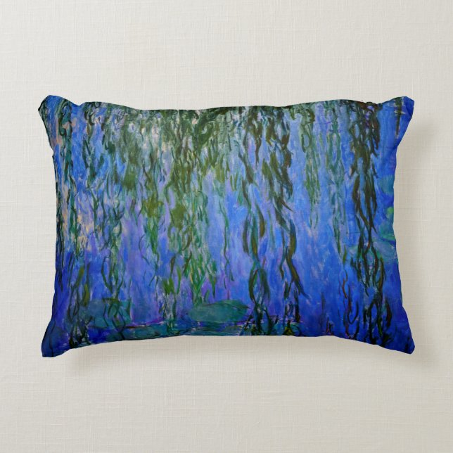 Claude Monet - Water Lilies with weeping willow Decorative Cushion (Front)