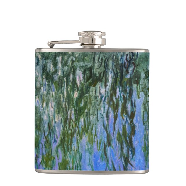 Claude Monet - Water Lilies with weeping willow Hip Flask (Front)