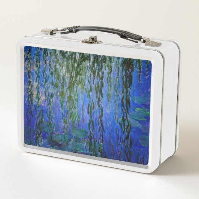 Claude Monet - Water Lilies with weeping willow Metal Lunch Box (Front)
