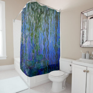 Claude Monet - Water Lilies with weeping willow Shower Curtain